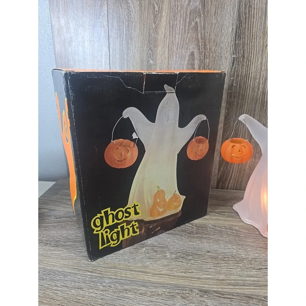 2002 JC Penney Home Collection Acrylic Ghost‎ Light W/Pumpkins Halloween